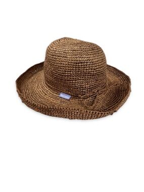 Wallaroo Hat Company Catalina Raffia Sun Hat Wide Brim Brown